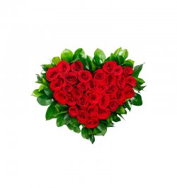 סידור ורדים אדומים בצורת לב